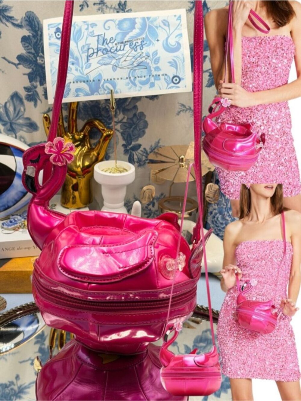 🆕 BETSEY JOHNSON 🧿NWOT Hot as Flock Pink Flamingo Novelty Kitsch Crossbody Bag